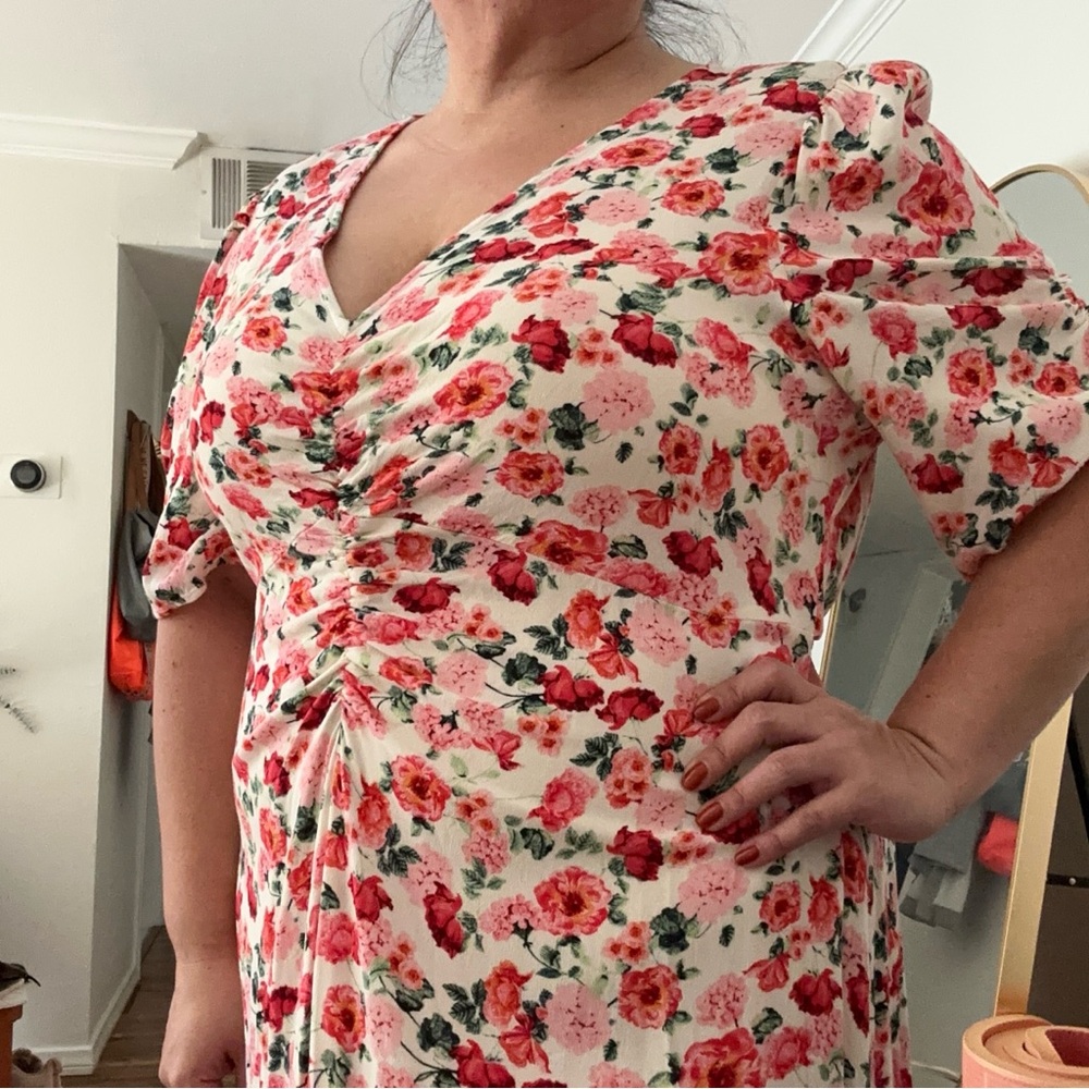 Old Navy Floral Print Dress with Red and Pink Accents